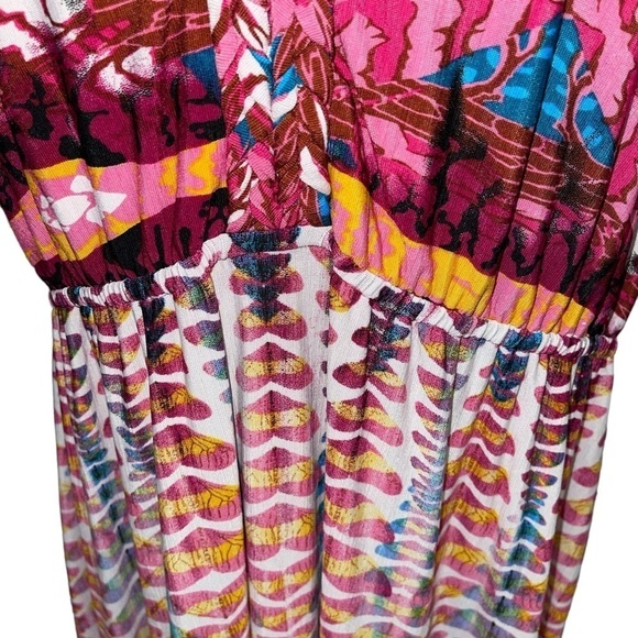 Moa Moa Women's Dress Size 2X Multi Color Braided Shoulder Straps Maxi V Neck - Picture 4 of 9